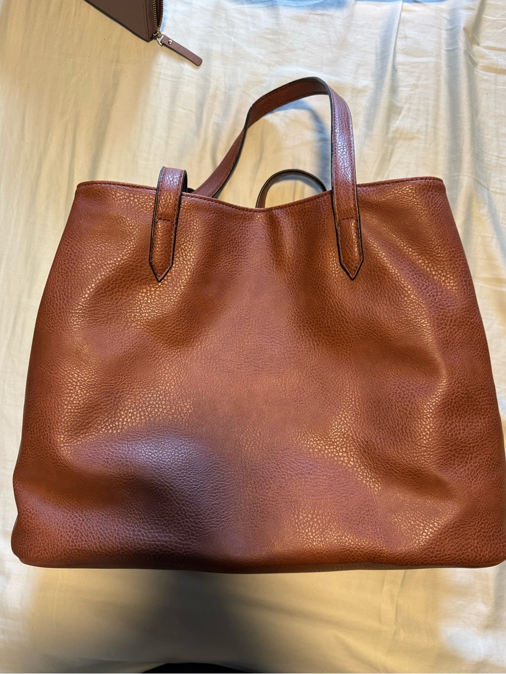 Classic Brown Leather Tote Bag with Top Handles